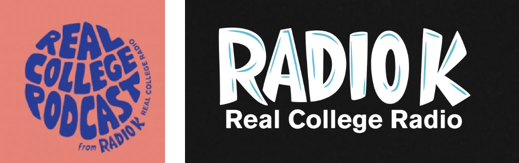 Real College Podcast and RadioK logos